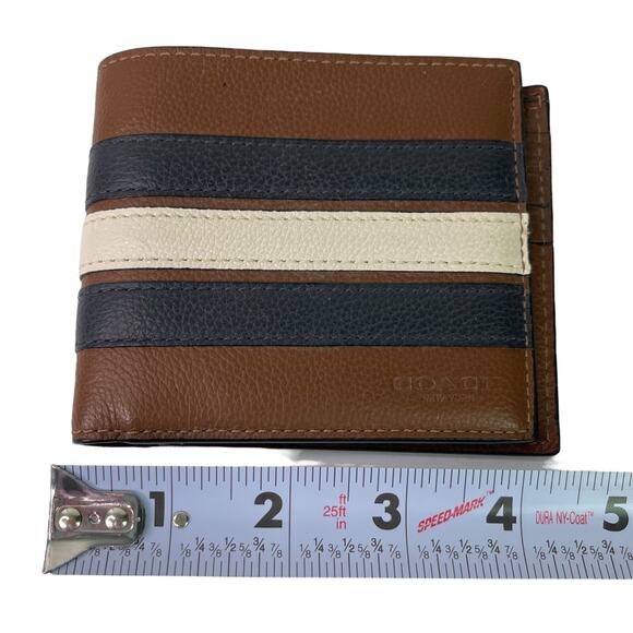 Coach Leather Wallet Men SLIM BILL VAR F26171 Saddle/Midnight Nvy Chalk - Picture 10 of 10